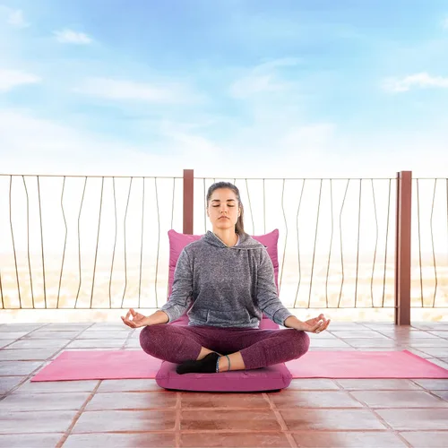 Vista 5 de Giantex Sofá de suelo, silla de videojuegos con 14 posiciones ajustables, respaldo acolchado, asiento acolchado para el suelo, silla plegable