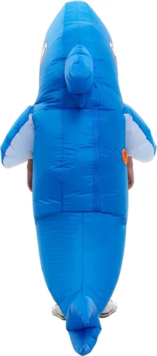 Vista 5 de Disfraz inflable de tiburón para niños y niñas, disfraz de tiburón para bebé, disfraz inflable de Halloween, azul