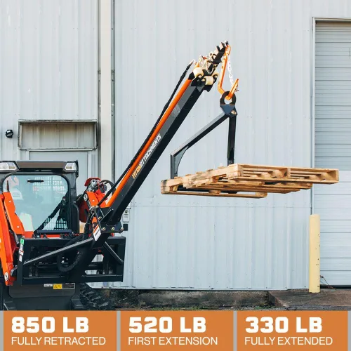 Vista 3 de Titan Attachments Grúa telescópica hidráulica de pluma de vigas de truss, poste de pluma hidráulica se extiende 26 pies, se adapta a