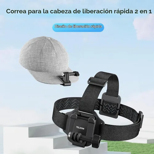 Vista 2 de TELESIN Soporte de correa para la cabeza con clip de tapa, soporte de cinturón de liberación rápida compatible con GoPro Max/Hero 13/12/11/10/9/8