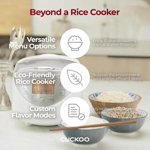 Vista 6 de CUCKOO CR-0632F Arrocera Micom de 6 tazas (sin cocinar) Con menú de 9 opciones: arroz blanco, arroz integral y más, olla interior antiadherente