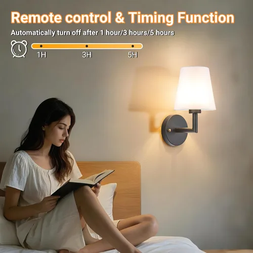 Vista 6 de Nekhung Juego de 2 apliques de pared con pilas, lámpara de pared inalámbrica con bombilla magnética regulable RGB de 10000 mAh, aplique de pared