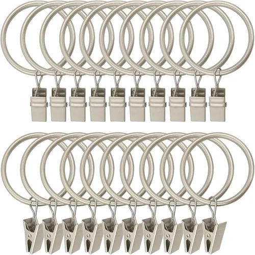 Vista 30 de LLPJS Paquete de 44 ganchos para anillos de cortina, clips para colgar cortinas y lazos, 1 pulgada de diámetro interior, se adapta a barras de hasta