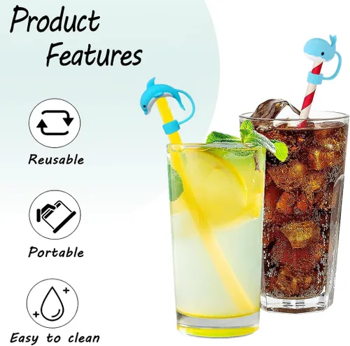 Vista 4 de 3 tapas de popote de 0.4 pulgadas / 0.394 in para vaso Stanley Cup de 30 y 40 onzas con asa, a prueba de polvo, tapas reutilizables de silicona