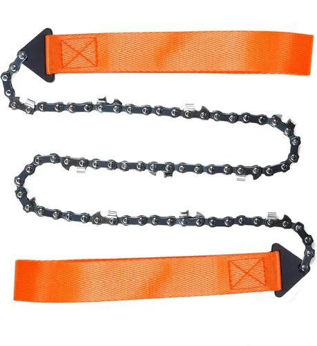 Vista 5 de Sucrain Sierra de Cadena de Bolsillo con Mango de Paracord, Sierra de Mano de Cadena Plegable, Equipo de Supervivencia de Emergencia al Aire Libre