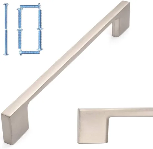 KOOFIZO Paquete de 10 tiradores de gabinete de cocina de níquel cepillado de 6-14 pulgadas, manijas de gabinete de níquel manchado, herrajes