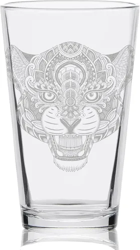 LumEngrave SPIRIT ANIMAL PANTHER Engraved Pint Glass Great Animal Gift Idea!