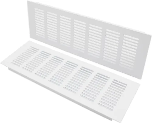 Vista 9 de 2 fundas para ventilación de aire, rejilla de ventilación de aleación de aluminio blanca rectangular, cubierta de rejilla de metal para armario