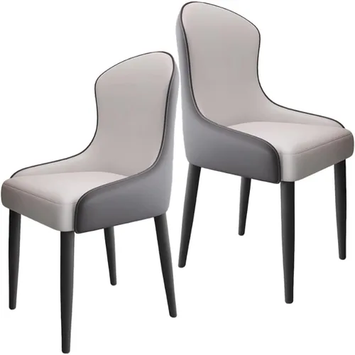 Vista 36 de YVYKFZD Leather Dining Chairs, Dining Room Chairs Set of 2/4, Kitchen Chair with Metal Leg and Backrest, Upholstered Comfy Side Chair, for Bedroom