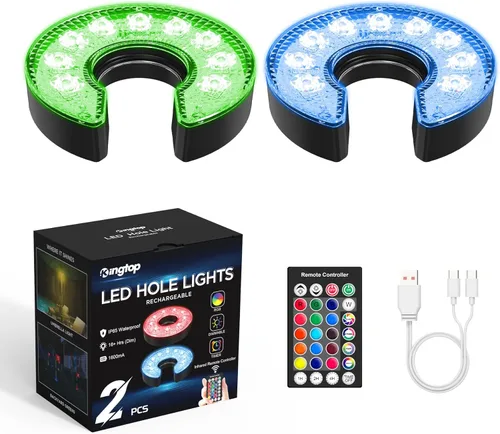 Vista 12 de KINGTOP Luz de hoyo de golf LED recargable - Impermeable, lente de iluminación enfocada, control remoto, perfecta para práctica nocturna de golf