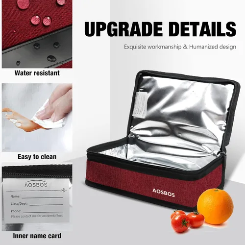 Vista 3 de Aosbos Lonchera aislada pequeña para mujeres y hombres, bolsa de almuerzo compacta, suave, mini hielera, térmica, lonchera térmica, bolsas