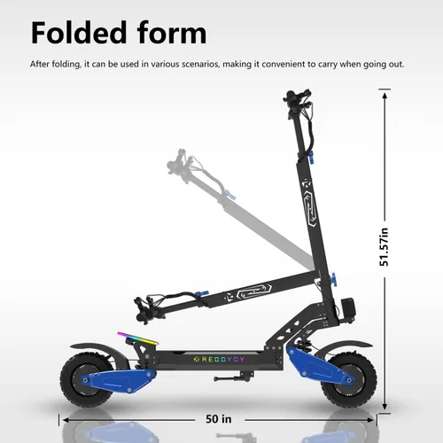 Vista 9 de RD2 Scooter eléctrico todoterreno de doble motor para adultos, 50 MPH, rango de 55 millas, pico de 5000 W, neumáticos de 10.5 pulgadas, certificado