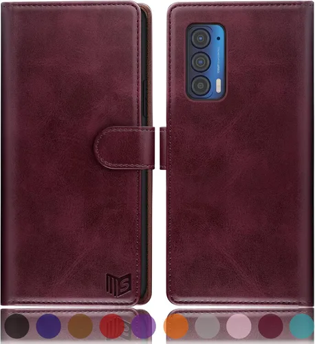Vista 9 de SUANPOT Funda tipo cartera para Motorola Moto Edge 5G UW/Edge 2021 (bloqueo RFID). Soporte para tarjetas de crédito, funda de piel sintética