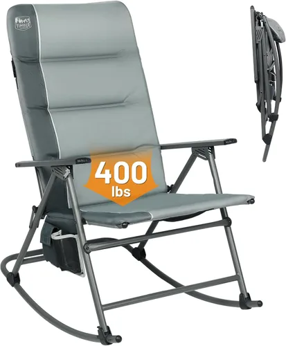 Vista 13 de TIMBER RIDGE Silla de columpio plegable extra grande para acampar, silla de columpio acolchada para exteriores con respaldo alto, silla portátil