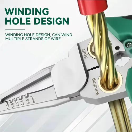 Vista 3 de Pelacables 8 en 1 con probador de voltaje, herramienta de pelado de cables eléctricos multifunción para cortar y alicates de tracción, herramienta