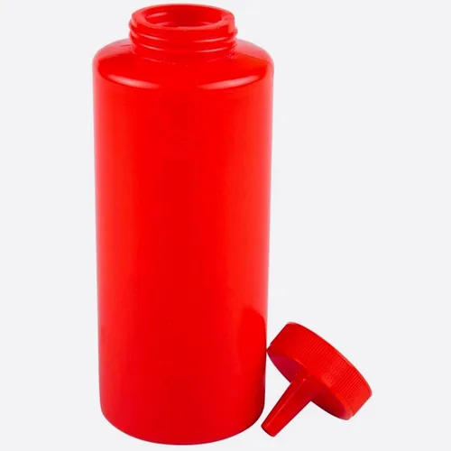 Vista 2 de Tezzorio - Botellas exprimibles de plástico rojo de alto rendimiento de 12 onzas (paquete de 6) - Dispensador cómodo y versátil sin derrames