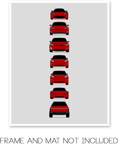 Vista 44 de Custom Car Posters Póster hecho a mano compatible con Tesla Generations e impresión de Roadster, Model S, Model X, Model 3, Model Y, Cyber Truck