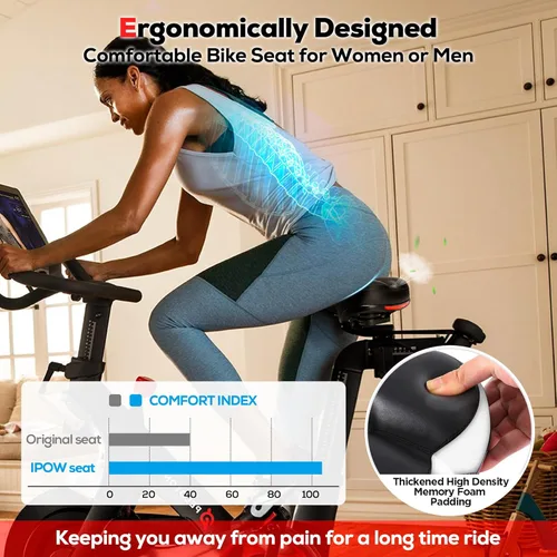 Vista 4 de IPOW Asiento de bicicleta cómodo para mujeres u hombres, repuesto de silla de bicicleta acolchado suave de espuma viscoelástica de alta densidad