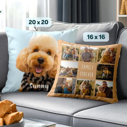Vista 3 de Fabric Textile Products funda de almohada personalizada para mascotas - Fabricada en EE. UU. - Almohada personalizada con fotos de gatos y perros