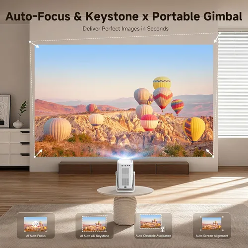 Vista 11 de Proyector 4K para Exteriores [Lanzamiento Corto/1200ANSI/Aplicaciones Integradas] con WiFi y Bluetooth, Proyector de Enfoque Automático con Soporte