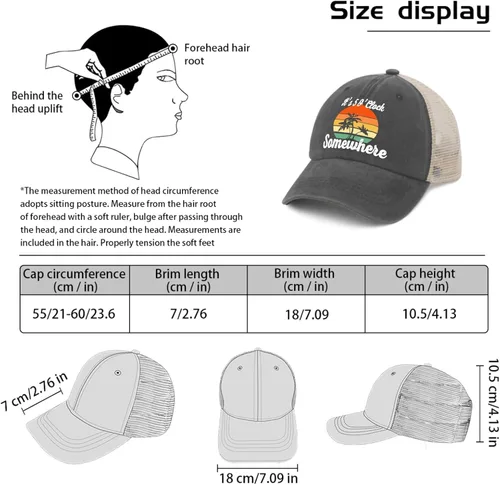 Vista 7 de Jimmy Hat It's 5 O'Clock Somewhere Hat Trucker Hat Men Vintage Mesh Cap for Summer