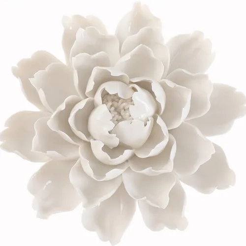 Vista 15 de Flor artificial de peonía de cerámica para decoración de pared, hecha a mano, arte 3D para sala de estar, hogar, pasillo, dormitorio, cocina