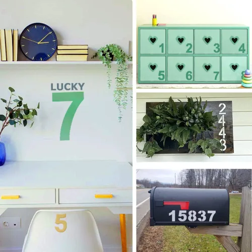Vista 6 de Kit de plantillas de números grandes, plantillas de números de dirección de plástico reutilizables de 10 pulgadas para letreros, buzón, carretera
