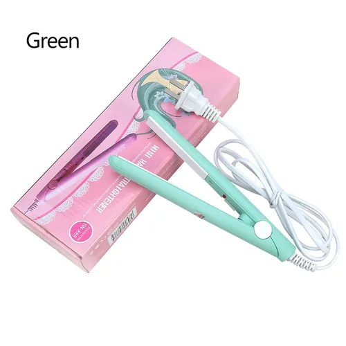 2-in-1 Mini Hair Straightener 4 Color Ceramic Tourmaline Plate Adjustment TemperatureBeauty Flat Iron Heating Curler for Hair Styling(Green)