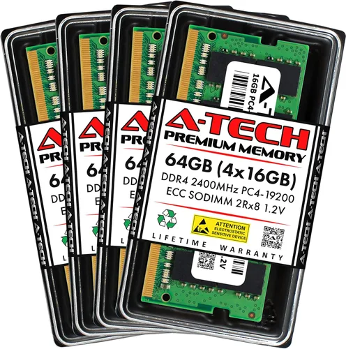Vista 60 de A-Tech 4GB DDR4 2133MHz PC4-17000 ECC SODIMM 1Rx8 Rango único 1.2V 260-Pin Módulo de actualización de memoria RAM para Microserver, estación