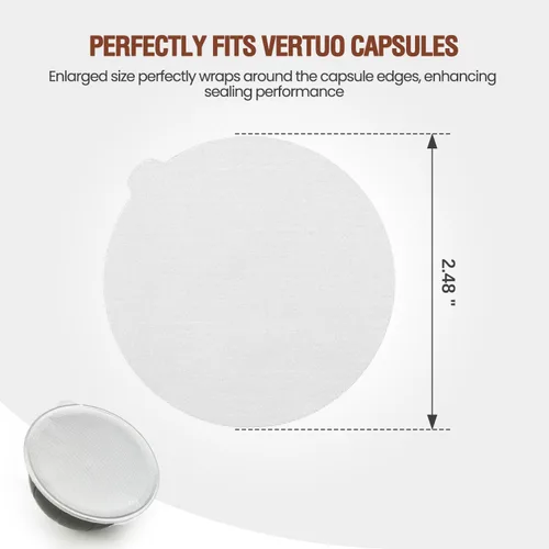 Vista 6 de Pro Mael Tapas de papel de aluminio para cápsulas VertuoLine reutilizables, cubierta de sellado para cápsulas Nespresso VertuoLine recargables