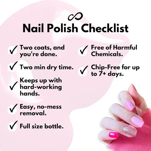 Vista 5 de Eternal Juego de esmaltes de uñas con purpurina para mujer (PINKY PROMISE) Juego de esmaltes de uñas rosa claro para niñas Kit de esmalte de uñas