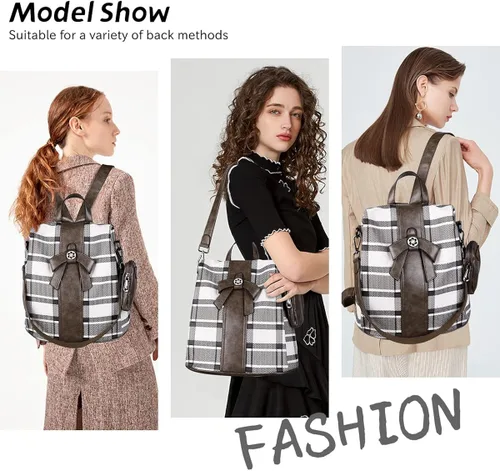 Vista 6 de Mochila para mujer mochila de moda monederos de piel sintética mochila antirrobo bolso de hombro