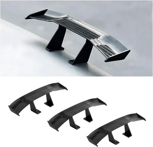 Vista 9 de 3 piezas de mini alerón para coche, alerón de cola universal de 6.7 pulgadas, textura de fibra de carbono mini, decoración genial, accesorios