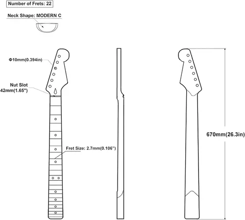 Vista 7 de Guitarra cuello 22 trastes arce diapasón guitarra cuello guitarra DIY piezas reemplazo para estilo ST