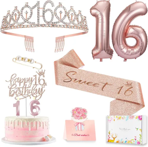 Vista 20 de Decoraciones de cumpleaños número 20 para mujer, banda y corona de cumpleaños, decoración de pastel y velas, globos de números, regalos de 20