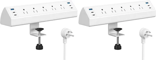 Vista 11 de Jgstkcity Regleta de alimentación con abrazadera de escritorio de 90 W, 12 puertos USB (6 PD 45 W USB-C), protector de sobretensiones, cable