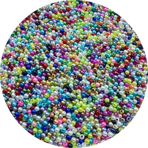 Vista 7 de Perlas de imitación, 4000 unidades de cuentas para manualidades, perlas sueltas de 3 mm, cuentas redondas para collares, pulseras, llaveros