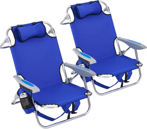 Vista 11 de 2 Pack Lightweight Portable Recliners Chair for Adults, Outdoor Lay Flat Folding Beach Chairs with 5 Positions, Backpack Beach Chair with, Zipper