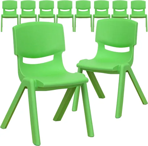 Vista 10 de Flash Furniture Whitney - Juego de 2 sillas escolares apilables de plástico azul con altura de asiento de 12 pulgadas
