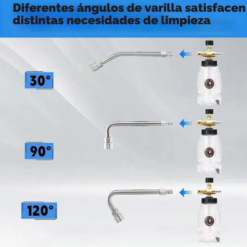 Vista 5 de Herramienta inyector químico diario para lavadora a presión, 3 varillas curvadas, boquilla de jabón