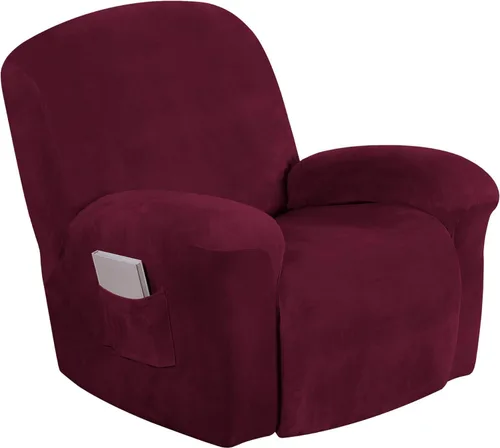 Vista 23 de Turquoize Fundas de terciopelo para sillas reclinables con bolsillo, fundas elásticas para sillas reclinables, 1 pieza de terciopelo para muebles