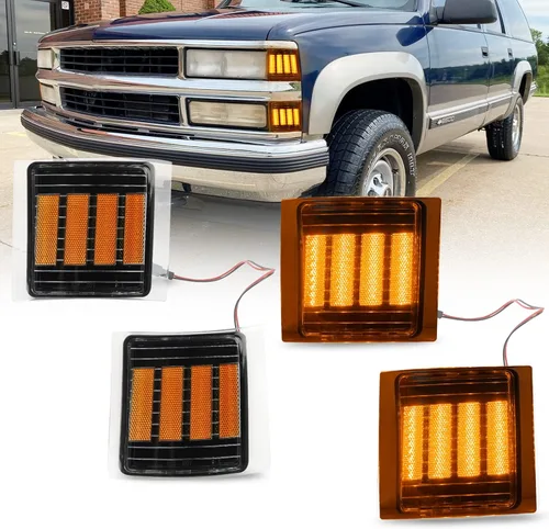 Bestview - Kit de montaje de luz de esquina delantera compatible con Chevy 1500 2500 3500 C/K C10 Silverado Suburban Tahoe 1994-1998, lente ámbar 4