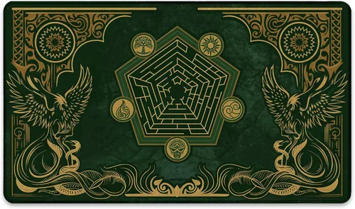 Vista 2 de Emerald Phoenix (cosida) – Tapete MTG – Compatible con Magic The Gathering Playmat – Play MTG, YuGiOh, TCG – Diseños artísticos y accesorios