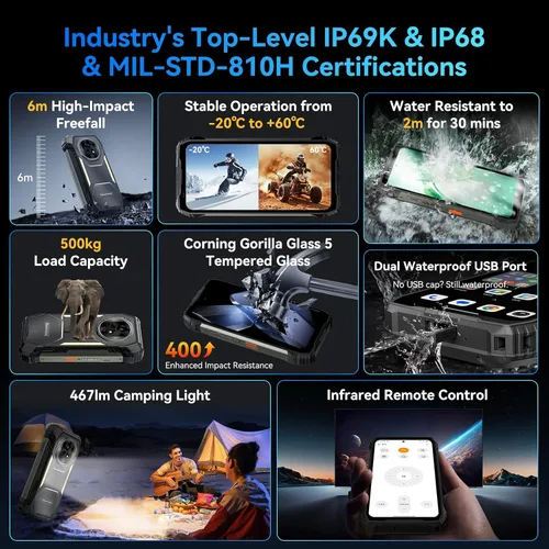 Vista 6 de Blackview XPLORE 2 Gemini AI 5G - Teléfono resistente con proyector, Dimensity 8300 Android 15 6.73" 3.2K AMOLED 20000mAh/120W 36GB+256GB T-Mobile