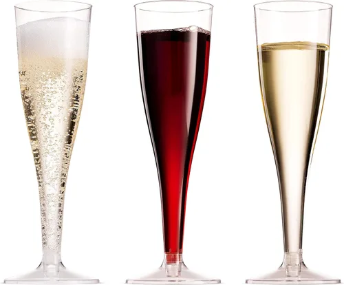 Vista 4 de 100 copas de champán de plástico – Copas de champán transparentes desechables de 5 onzas para fiestas, Mimosa Bar, eventos, boda y fiesta de ducha