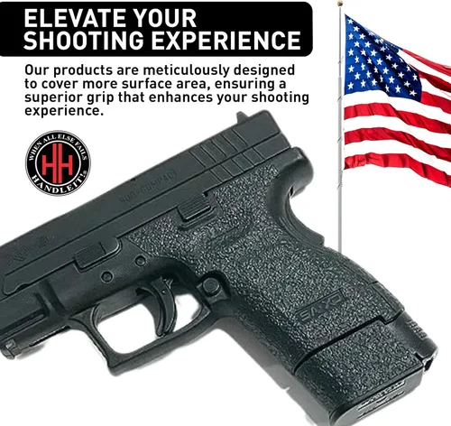 Vista 3 de Handleitgrips Cinta de agarre para pistola compatible con Springfield XD 940 Sub Compact - Cinta de agarre de goma texturizada negra, fácil