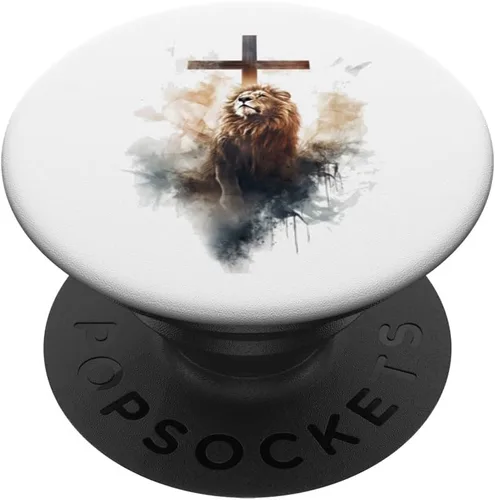 Yeshua PopSockets PopGrip estándar de regalo de fe cristiana del león de Judá