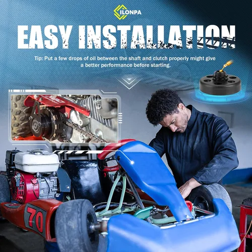 Vista 5 de Embrague centrífugo Go Kart de 3/4" de diámetro 10 dientes para cadena #40/41/420 se adapta a motores pequeños de 2-6.5HP para Predator 212cc