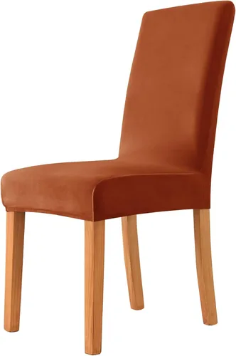 Vista 12 de Fundas elásticas para sillas de comedor, fundas protectoras de asiento extraíbles de terciopelo suave para silla Parson (2, beige)