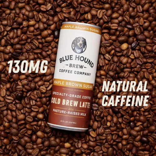 Vista 5 de Blue Hound Brew Cold Brew Latte Variety Pack Maple Brown Sugar + Salted Caramel 12 Cans (8 fl oz) Specialty-Grade Cold Brew, Organic Whole